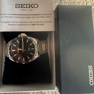 Seiko Black and Silver Watch